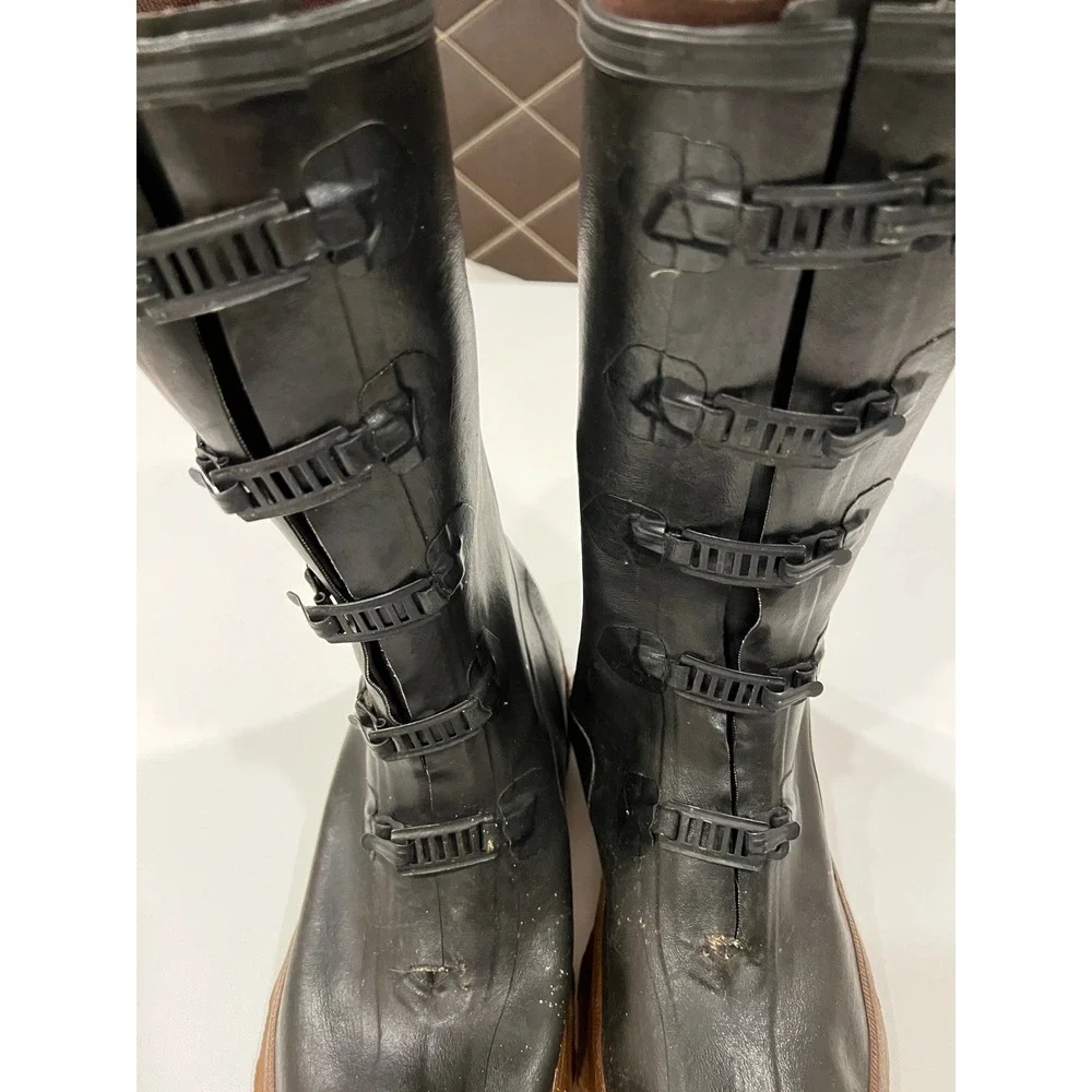 Vintage LaCrosse Outdoorsman Black Rubber Buckle Boots Rustic HuntingLodge Décor